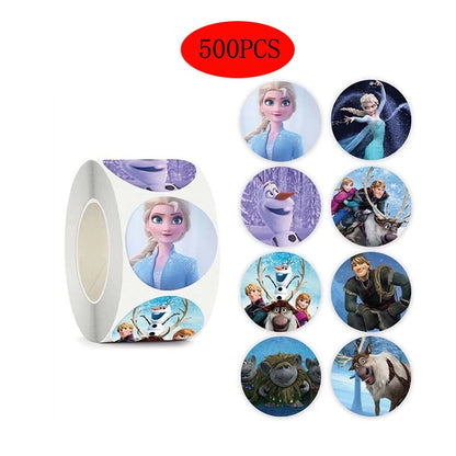 500PCS Frozen Elsa Children's Reward Stickers DIY Cute Cartoon Anime Figure Image Envelope Sealing Book Trunk Decoration Sticker