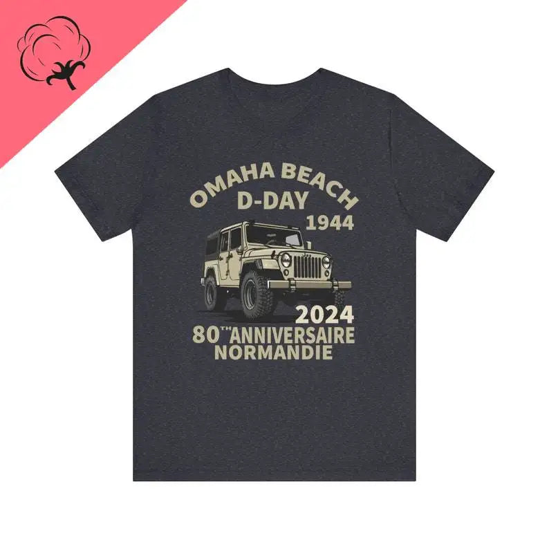 D-Day Shirt Omaha Beach Normandy Landings 80th Anniversary 1944-2024 Veteran Retro T-Shirt Gift Remembrance Day WW2 Tee Cotton