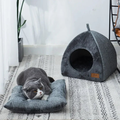 New Triangle Cat Nest Closed Cats House Pet Nest Warm and Thickened Deep Sleep Dog Nest Pet Supplies Closed Cat Tents Cat Bed