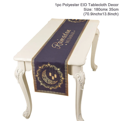EID Mubarak Table Runner Ramadan Decorations 2024 for Home Tablecloth Ramadan Kareem Eid Al Adha Islamic Muslim Party Decoration