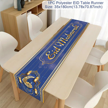 EID Mubarak Table Runner Ramadan Decorations 2024 for Home Tablecloth Ramadan Kareem Eid Al Adha Islamic Muslim Party Decoration