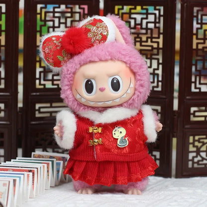 Labubu V1/V2 Doll Accessories Lion Dance Chinese Style New Year Outfit Clothes Set for 17cm Ropa Labubu