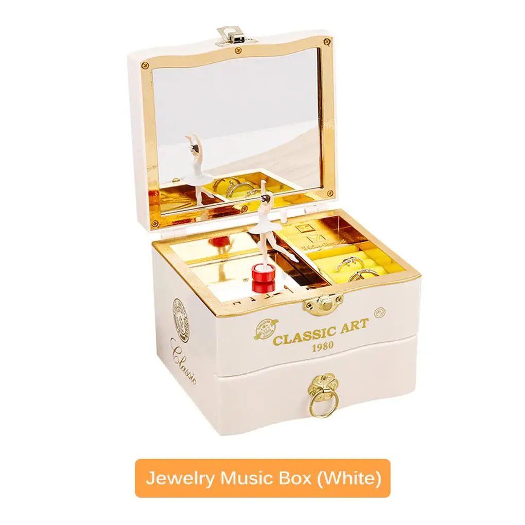 Musical Box With Rotating Dancing Girl Retro Engraved Mini Romantic Jewelry Box Classical Christmas Decoration Christmas Gift