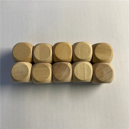 10pcs D6 6 Sided Blank Wood Dice for Party Family DIY Games Printing Engraving Kid Toys