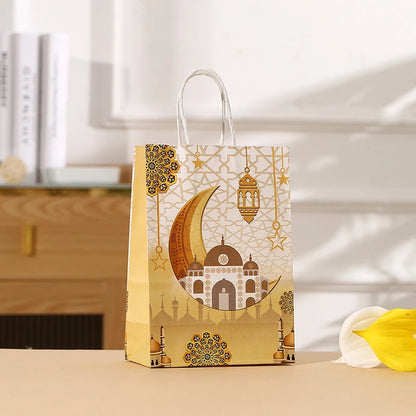 4pcs Eid Mubarak Gift Bags Ramadan Kareem Eid Mubarak Decoration Candy Cookie Packing Pouch Islamic Muslim Party Decor Supplies
