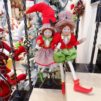 Elf Couple Navidad New Year Xmas Gifts for Kids Plush Dolls Toys Christmas Tree Pendant Drop Ornaments Hanging Decoration