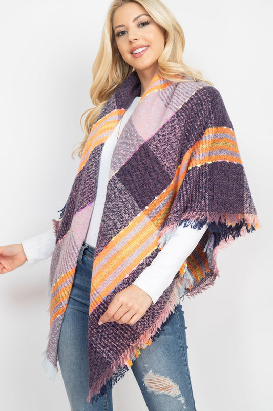 Multi Color Blanket Fringed Scarf