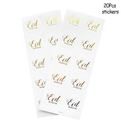20Pcs Stickers Gold Silver Rose Gold Islamic Muslim Eid Mubarak Eid Gilding Sticker Ramadan Decoration 2023