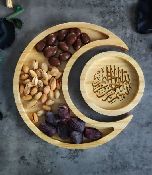 2025 1set Ramadan Serving Tray Eid Tray Ramadan Home Room Kitchen Decoration Gifts for Family Mubarak Kareem Favor Item Supplies