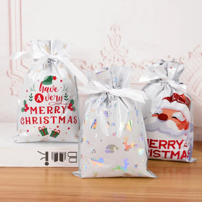 3/5Pcs Merry Christmas Drawstring Gift Bag New Year 2025 Large Candy Cookie Packaging Bag 2024 Navidad Christmas Home Decoration