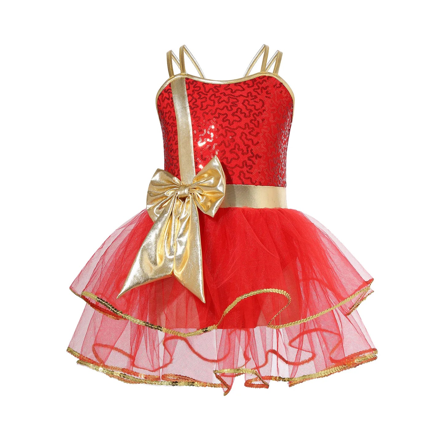 Girls Christmas Dance Dress Sleeveless Ballet Skating Gymnastics Leotard Tutu Xmas Carnival Party Cosplay Performance Costume