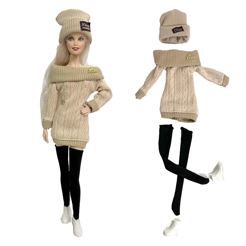 1 Pcs Fashion Hoodie Dress  for Barbie Doll Clothes Winter Jacket  Parka Coat Outfit for 1/6 BJD Doll Accessories JJ