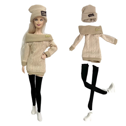 1 Pcs Fashion Hoodie Dress  for Barbie Doll Clothes Winter Jacket  Parka Coat Outfit for 1/6 BJD Doll Accessories JJ