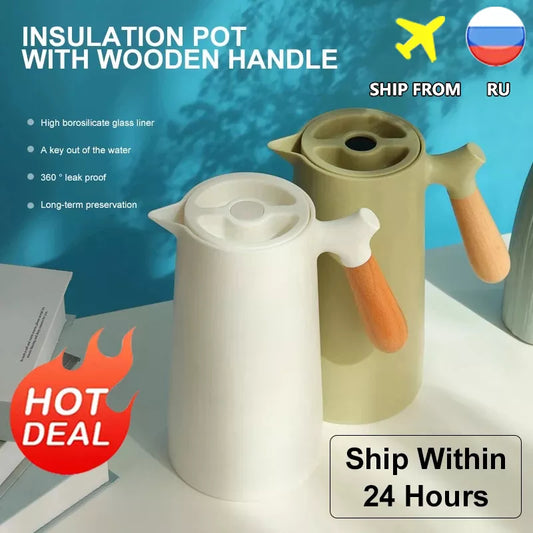 1000ML Insulation Kettle Hot Water  Bottle With Handle Nordic Style Large Capacity Thermos Removable Teapot Household Coffee Pot