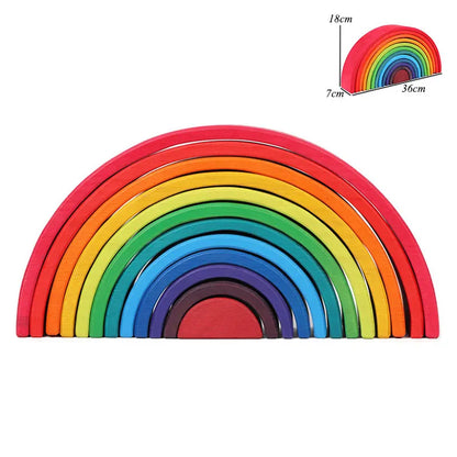 Children's Montessori Wooden Building Blocks Early Education Educational Toys Tree Flame House Stone Rainbow Blocks Wooden Toys