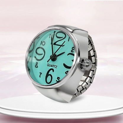 Steel Fun Vintage Punk Quartz Finger Pocket Watch Ring for Women Men Goth Clock Rings Digital Watch Elastic Stretchy Rings Gifts