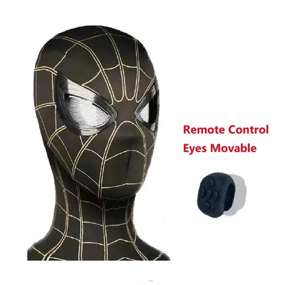 Spiderman Mask Eyes Movable Remote Control Spiderman Mask Peter Parker Halloween Cosplay Costume Mask Spandex Fabric Material