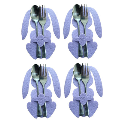 4Pcs/Set Easter Knife Fork Bags Non-Woven Cartoon Sheep Easter Rabbit Cutlery Holder Bag Tableware Organizer Easter Decorations