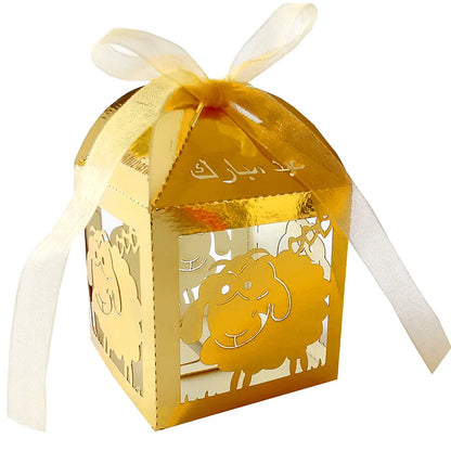 10Pcs Sheep Eid Mubarak Favors Candy Boxes Lace Ramadan Kareem Gift Boxes Islamic Muslim Happy Al-Fitr Eid Event Party Supplies