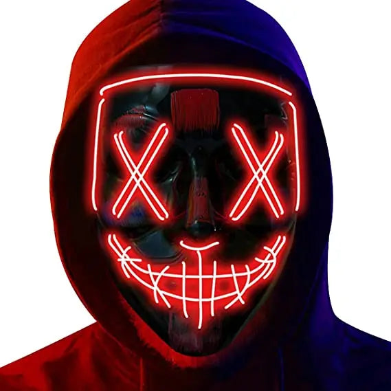 Light Up Mask LED Mask Scary Halloween Mask Glow Neon Festival Mask Costume Mask With Lighting Modes El Wire for Men Women Kids
