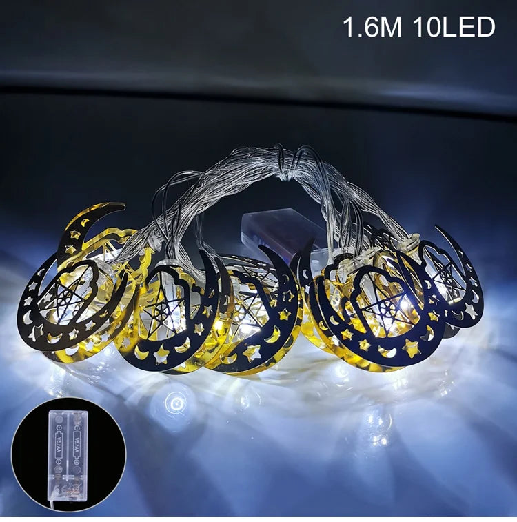 Moon Star Led String Lights Eid Mubarak Decor Ramadan Decoraion for Home 2024 Ramada Kareem Muslim Islam Al Adha Party Supplies