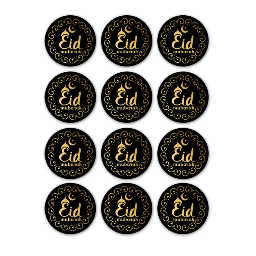 60Pcs Ramadan Kareem Eid Al-Fitr Decorative Stickers Blessed Eid Mubarak Muslim Religion Festival Decor Food Gift Bag Sealing