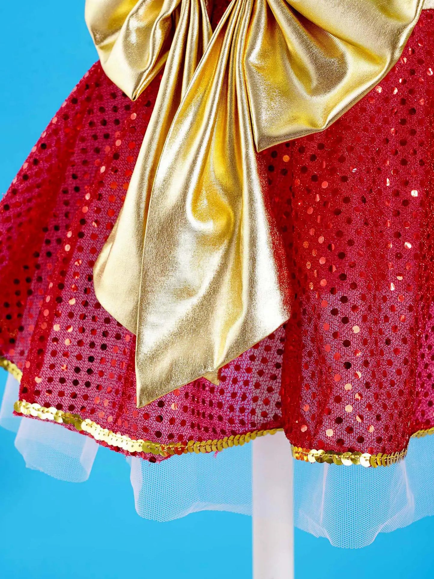 Children Girls Christmas Dance Dress Sleeveless Shiny Sequins Mesh Tutu Dancewear Ballet Dance Figure Skating Leotards Dresses