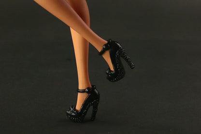 10 Pair / Lot New Black High-Heel Shoes for Barbie Doll  High Quality Princess Doll Boot 5 Color Available