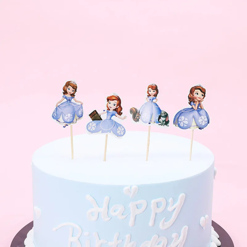 Frozen Anna Elsa Princess Theme Cupcake Picks Animal Cake Toppers Cartoon Cupcake Inserts Card Party Gift for Kid Birthday Decor