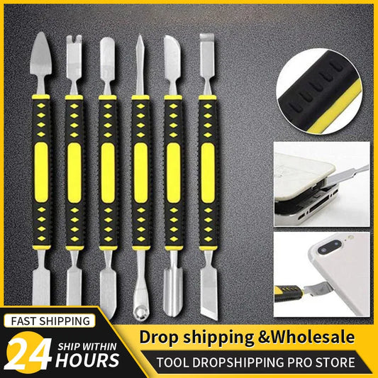 6PCS Metal Crowbar Prying Opening Repair Tool Kit for Mobile Phone Notebook Dual Heads Metal Spudger Home Hand Tools Sets