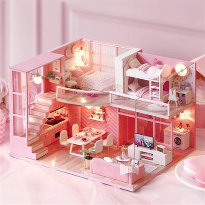 DIY House Doll House Wooden Doll Houses Miniature Dollhouse Furniture Kit Toys Casa for Children Birthday Christmas Gift