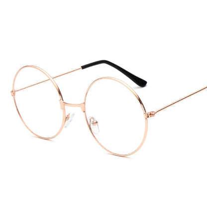2019 New Fashion Simple Unisex Round Plain Glasses for Men Women Metal Frame Glasses for Wedding Party