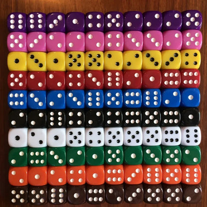 10pcs/Lot Dice Set 10 Colors  Solid Acrylic 6 Sided Dice  Club/Party/Family Games