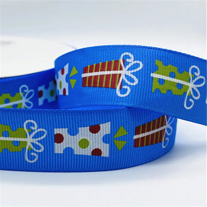 5yards/Lot 25MM Christmas Ribbon Printing Christmas Peripheral Ribbon for Bow Christmas Decoration DIY Gift Wrapping