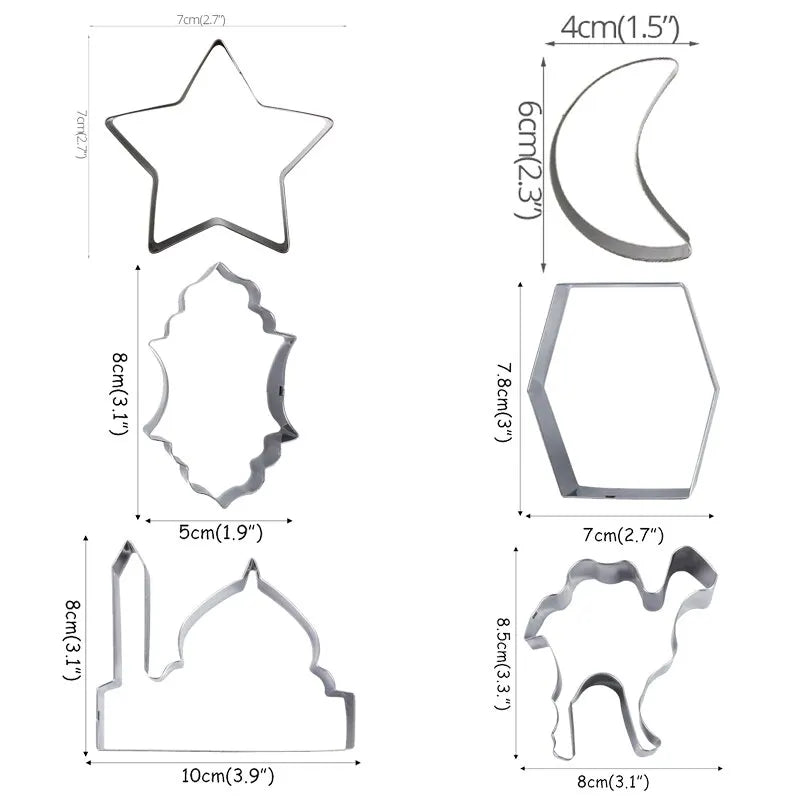 EID MUBARAK Cookie Cutter Set Moon Star Biscuit Mold Happy Eid Party Cake Baking Tools Ramadan Decoration Kareem Party Supplies