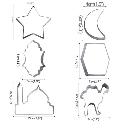 EID MUBARAK Cookie Cutter Set Moon Star Biscuit Mold Happy Eid Party Cake Baking Tools Ramadan Decoration Kareem Party Supplies