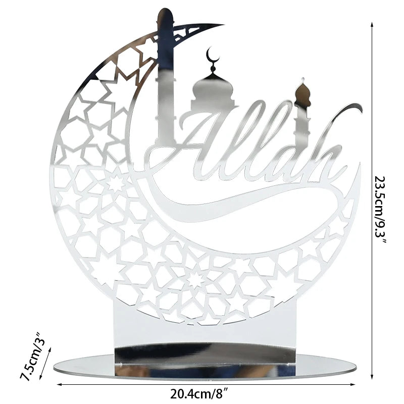 Hollow Out Ramadan Moon Acrylic Table Ornament Eid Mubarak DIY Decoration for Home Kareem Eid Gift Islamic Muslim Party Supplies