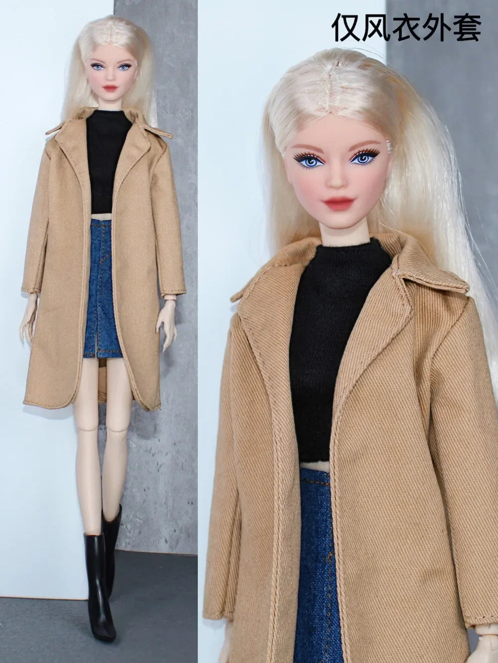 Long Brown Suit Coat  /Woolen Clothes Overcoat Clothing Outfit for 1/6 BJD Xinyi FR ST Barbie Doll / 30cm Doll Clothes Xmas