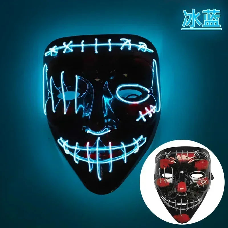Wireless Halloween Neon LED Purge Mask Masque Masquerade Party Masks Light Grow in the Dark Horror Mask Glowing Masker