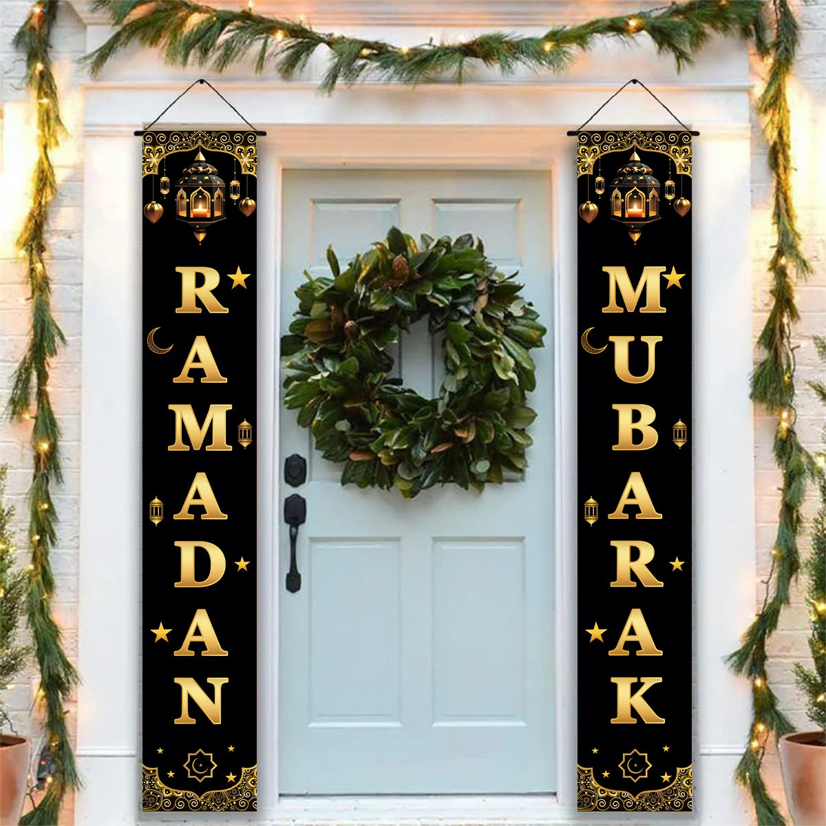 Eid Mubarak Door Banner Ramadan Decoration 2024 for Home Mubarak Ramadan Kareem Islamic Muslim Party Decor  Eid Al Adha Gifts