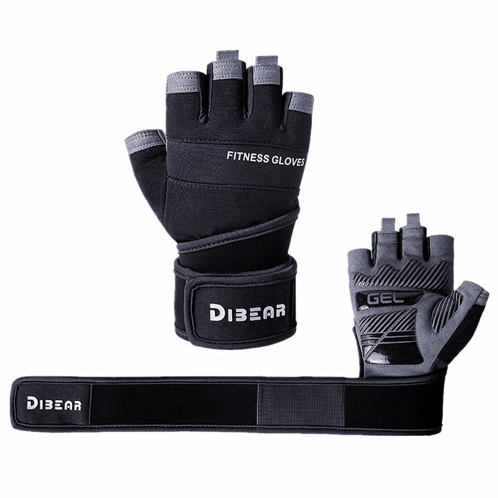 Half Finger Bodybuilding Gym Gloves Weightlifting Dumbbell Training Anti-Slip Fitness Gloves Crossfit Workout Exercise for Man
