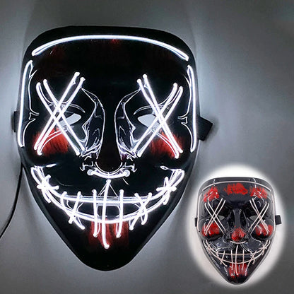 LED Halloween Mask Luminous Neon Mask Glow in the Dark Mascaras Halloween Party Costume Cosplay Masques Props Horror Mask
