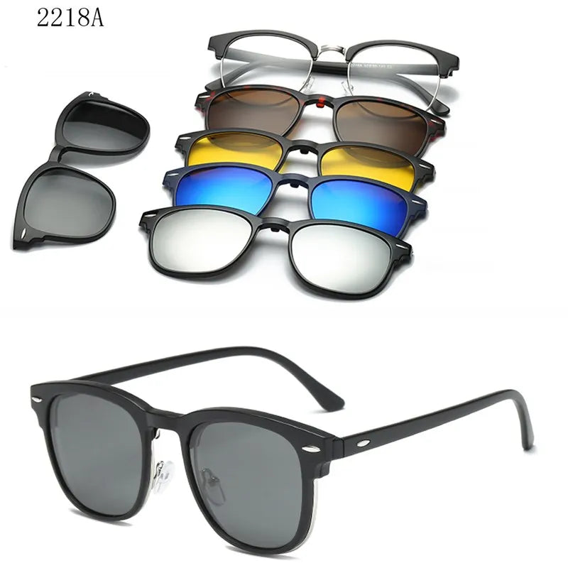 HJYFINO 5 Lenes Magnet Sunglasses Clip Mirrored Clip on Sunglasses Clip on Glasses Men Polarized Clip Custom Prescription Myopia
