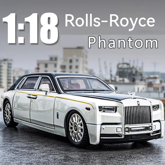 1:18 Rolls-Royce Phantom Alloy Car Model Simulation Sound and Light Pull Back Toy Car Luxury Car Boys Collection Ornaments Gift