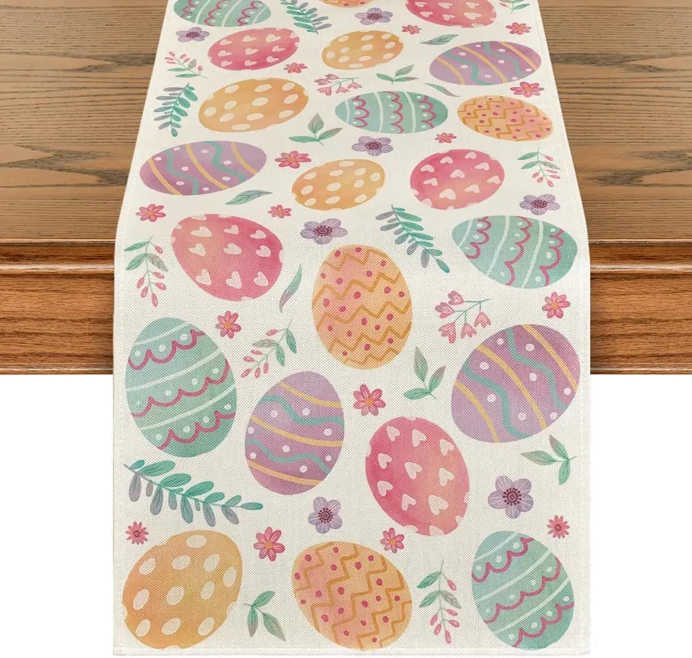 2024 Easter Bunny Table Runner Gnome Rabbit Party Decor Creative Tablemat Easter Placemat Table Decoration for Dining Home