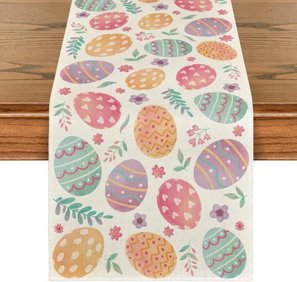 2024 Easter Bunny Table Runner Gnome Rabbit Party Decor Creative Tablemat Easter Placemat Table Decoration for Dining Home