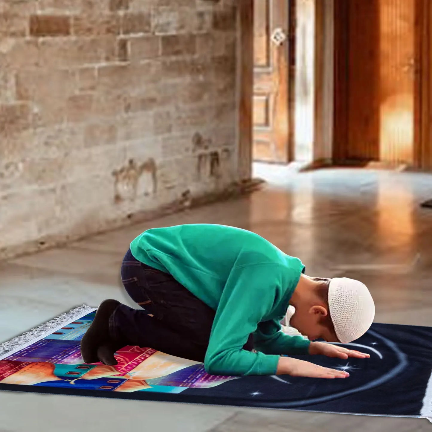 Muslim Kids Prayer Mat Islamic Soft Prayer Rug Islam Eid Gift Tapis De Priere
