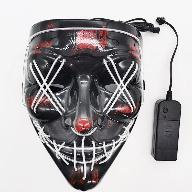 Light Up Mask LED Mask Scary Halloween Mask Glow Neon Festival Mask Costume Mask With Lighting Modes El Wire for Men Women Kids
