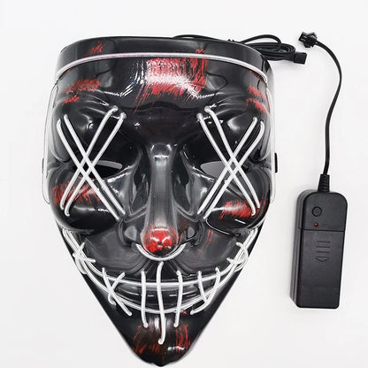 Light Up Mask LED Mask Scary Halloween Mask Glow Neon Festival Mask Costume Mask With Lighting Modes El Wire for Men Women Kids