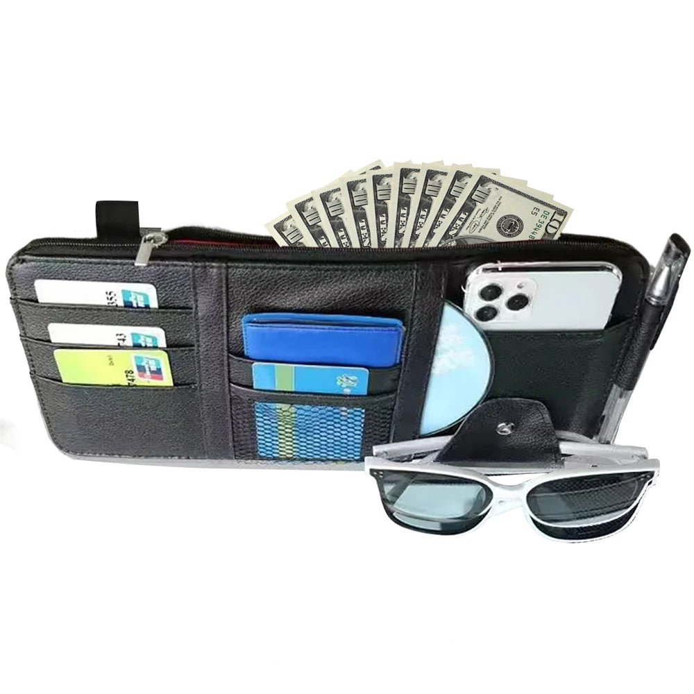 Car Sun Visor Bill Pen Business Card Holder CD DVD Organizer Storage Box Sunglasses Clip Stowing Tidying Car Accessories ﻿